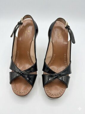 kate spade Black Patent Cross-Strap Slingbacks Size 6.5